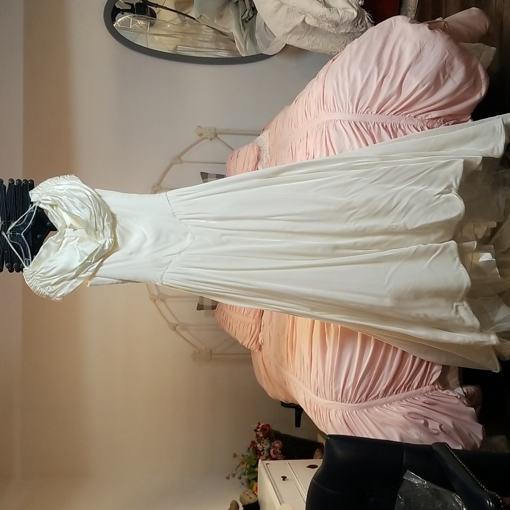 Classic Ivory Wedding Dress with Draped Cowl Neckline
